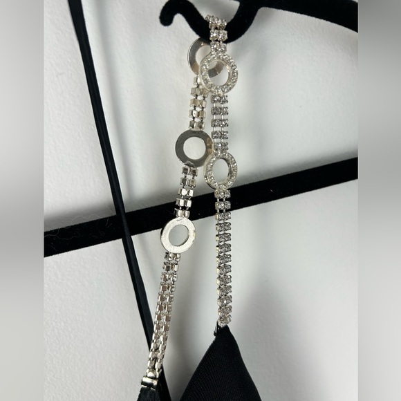 NWT H by Halston Vintage Black Maxi Lined Formal Dress with Rhinestone Strap 8 - Picture 4 of 15